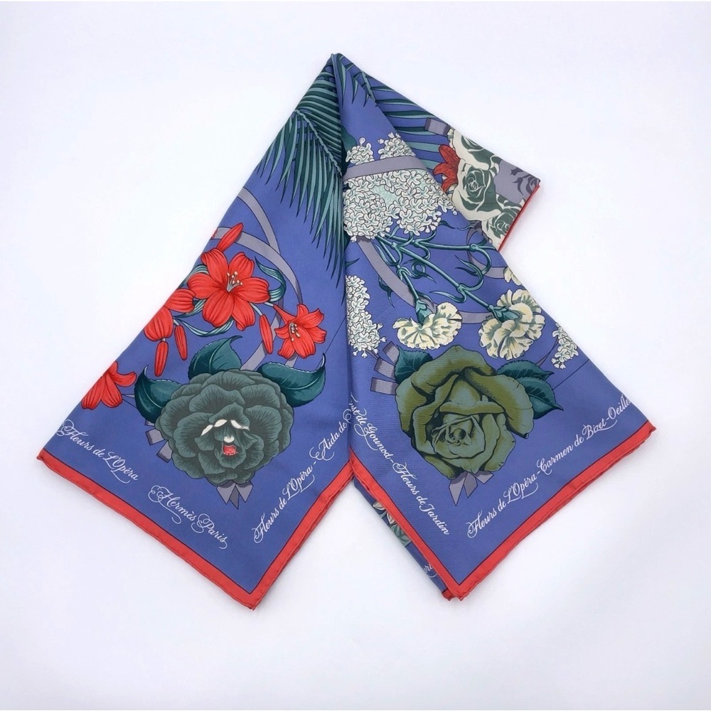 HERMES Vintage Collectors Floral “Fleurs de L’ Opera” Multicolor Silk Scarf - 90 - Picture 4 of 10